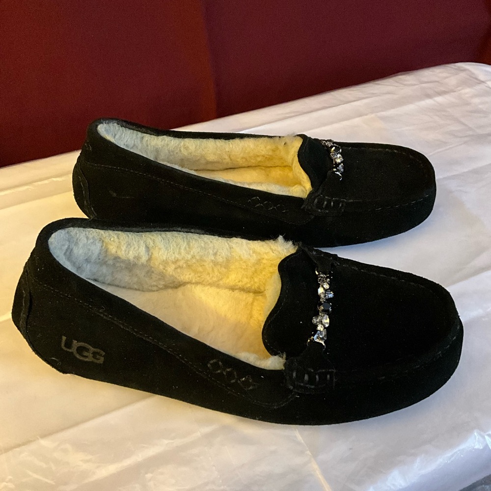 UGG Black Shearling Lined Loafers
